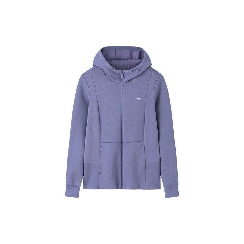 Anta Comprehensive Training Series Solid Color Zipper Hooded Long Sleeve Jacket Women Jackets Moran-Purple 162337717-2