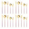 20Pcs Gold Dinnerware Set Knife Dessert Fork Spoons Cutlery Flatware High Quality Stainless Steel Silverware Kitchen Tableware