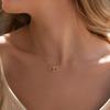 Sun Double Ring Titanium Steel Necklace with Rhinestones, Light Luxury Niche Collarbone Chain, Non-Fading Accessory for Women, European and American
