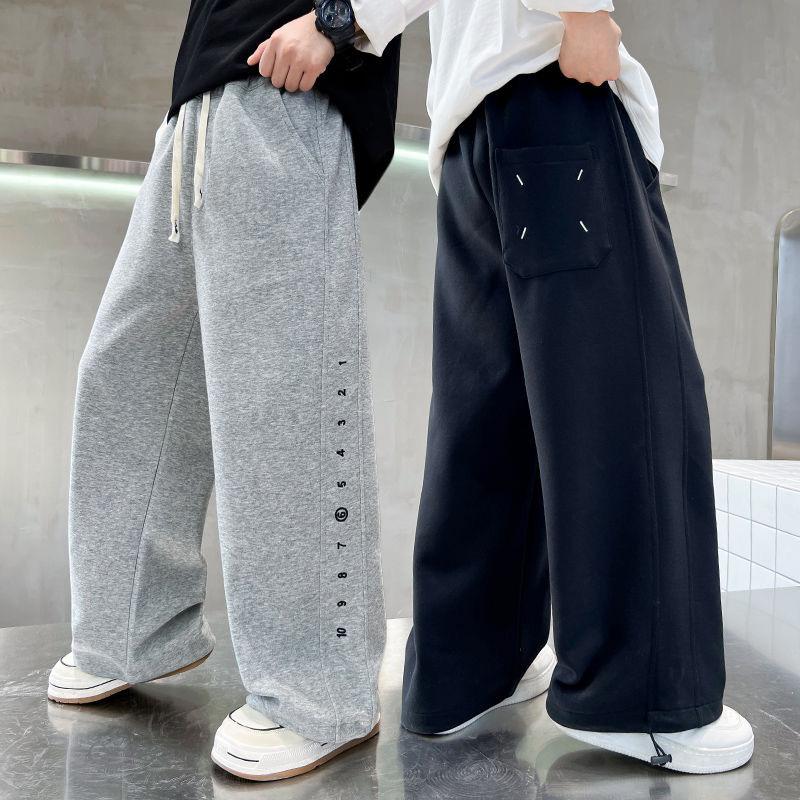 Boys' Wide-Leg Sports Sweatpants - Stylish Spring & Autumn Casual Pants for Kids