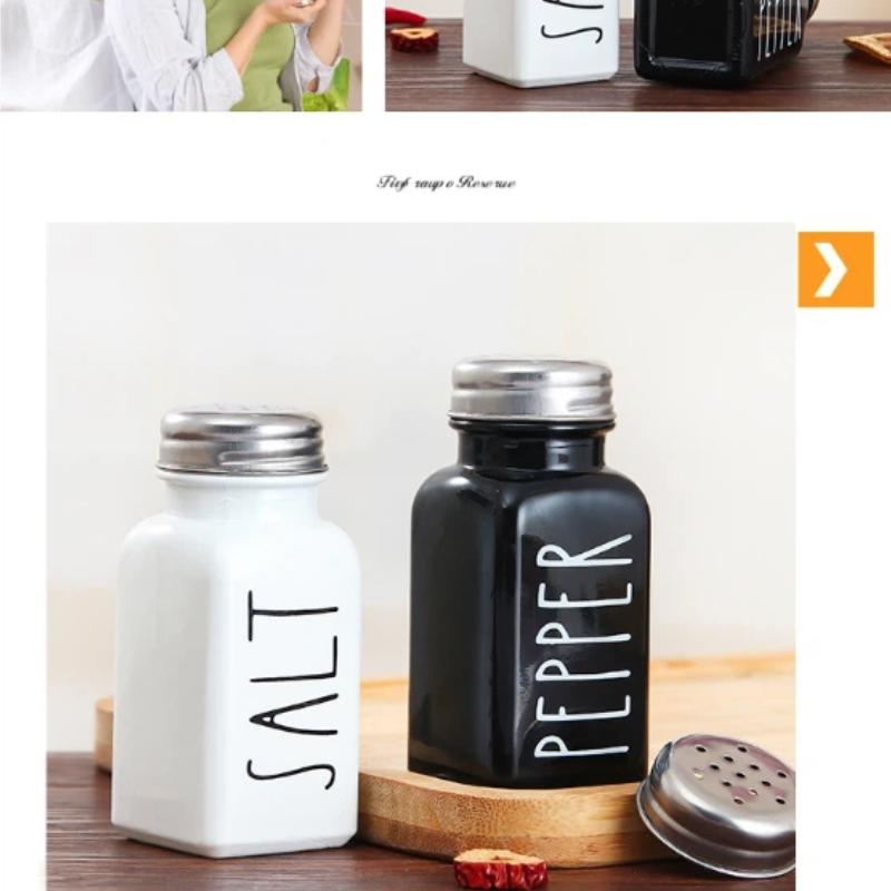 Nordic INS Style Black and White Oil & Vinegar Bottle Set – Minimalist Kitchen Seasoning Jars