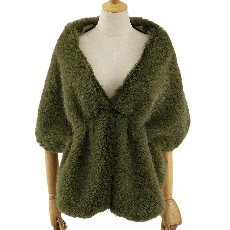 Imitation Fur Shawl Lapel Bride Cheongsam European and American Autumn and Winter Imitation Fox Fur Cape Shawl Female Spot