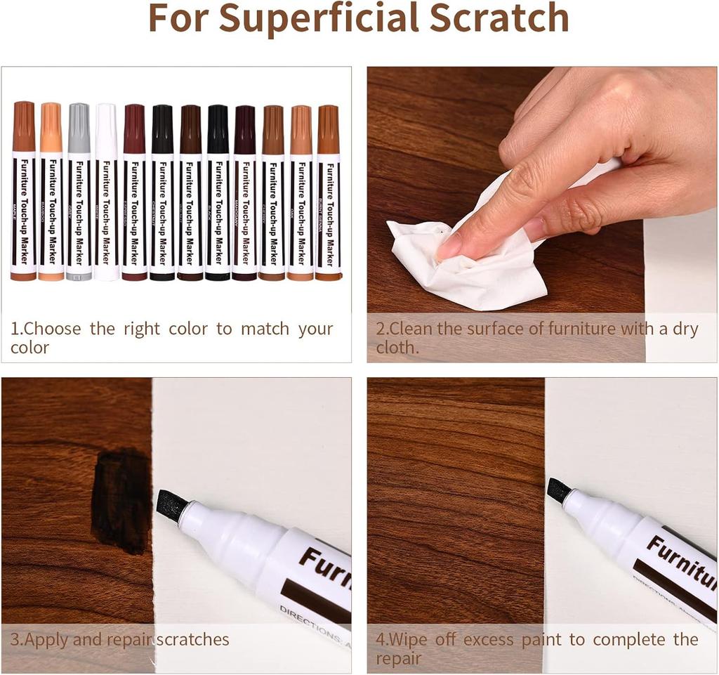 Wooden Furniture Repair Pen Remover Furniture Scratches Restore Kit Paint Marker and Wax Sticks with Sharpener Floor Repair Tool