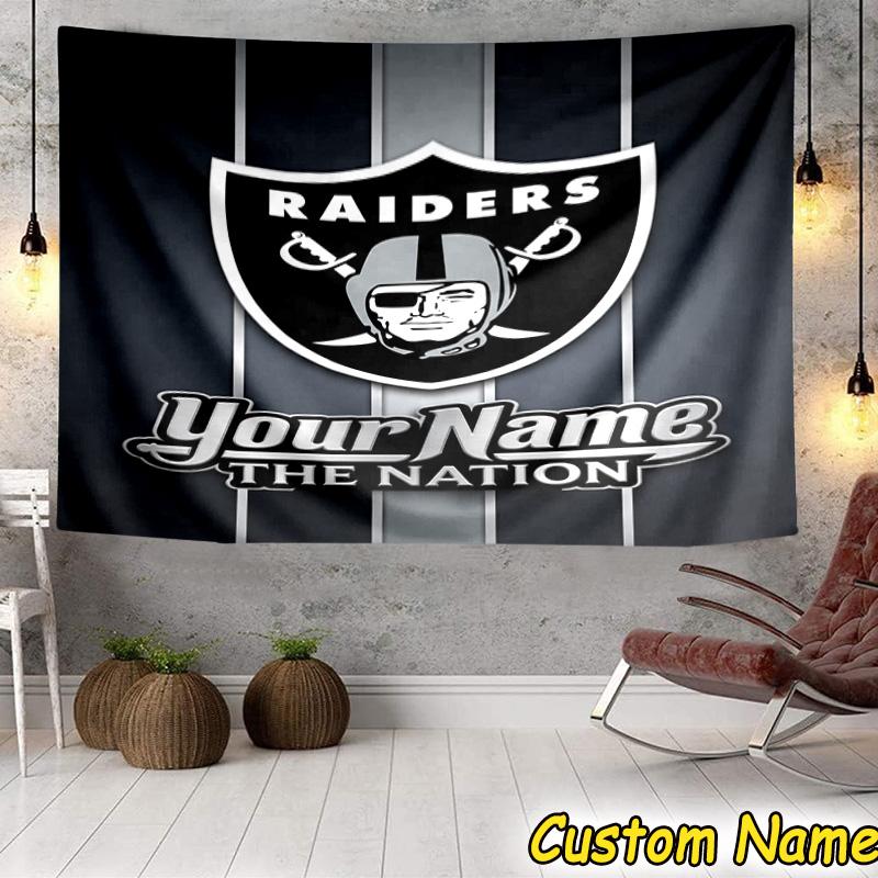 Custom Name Las Vegas Raiders Design Tapestry Room Decoration Wall Hanging for Living Room Bedroom, dormitory, Birthday and Christmas gifts