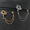 Metal Badge Creative Pretty Chinese Style Rhinestone Dragon Brooch for Men