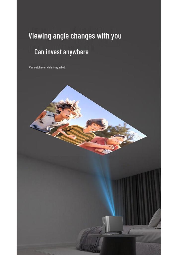 New T7P High Lumens HD Projector: Smart Phone Connect, Wall Projection for Bedroom/Dorm.