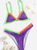 Yi Yong 2024 Seksowny Zestaw Bikini Damski z Patchworkiem w Bloki Kolorów