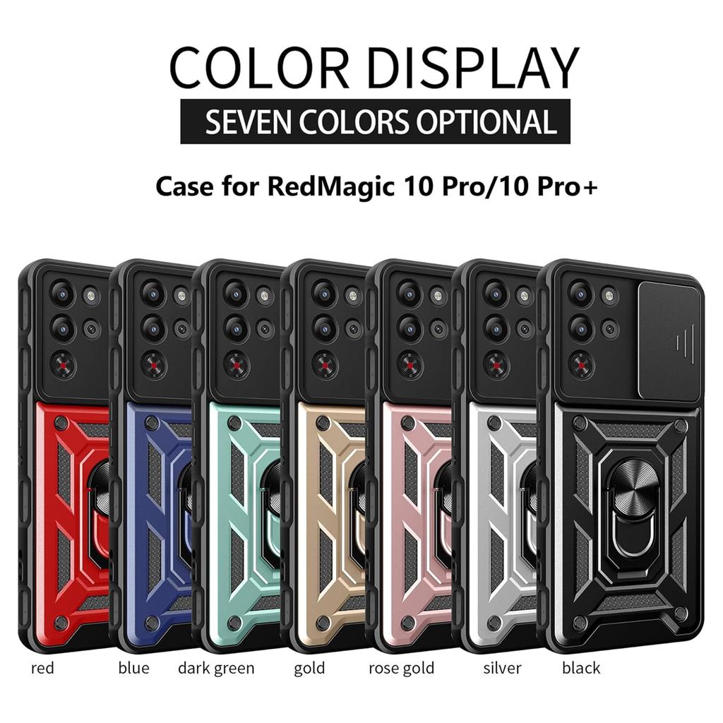 Armor Phone Case For ZTE Red Magic 10S Pro Redmagic 10 Pro 5G Cover Lens Protection Ring Magnetic Stand Holder Coque Fundas Capa