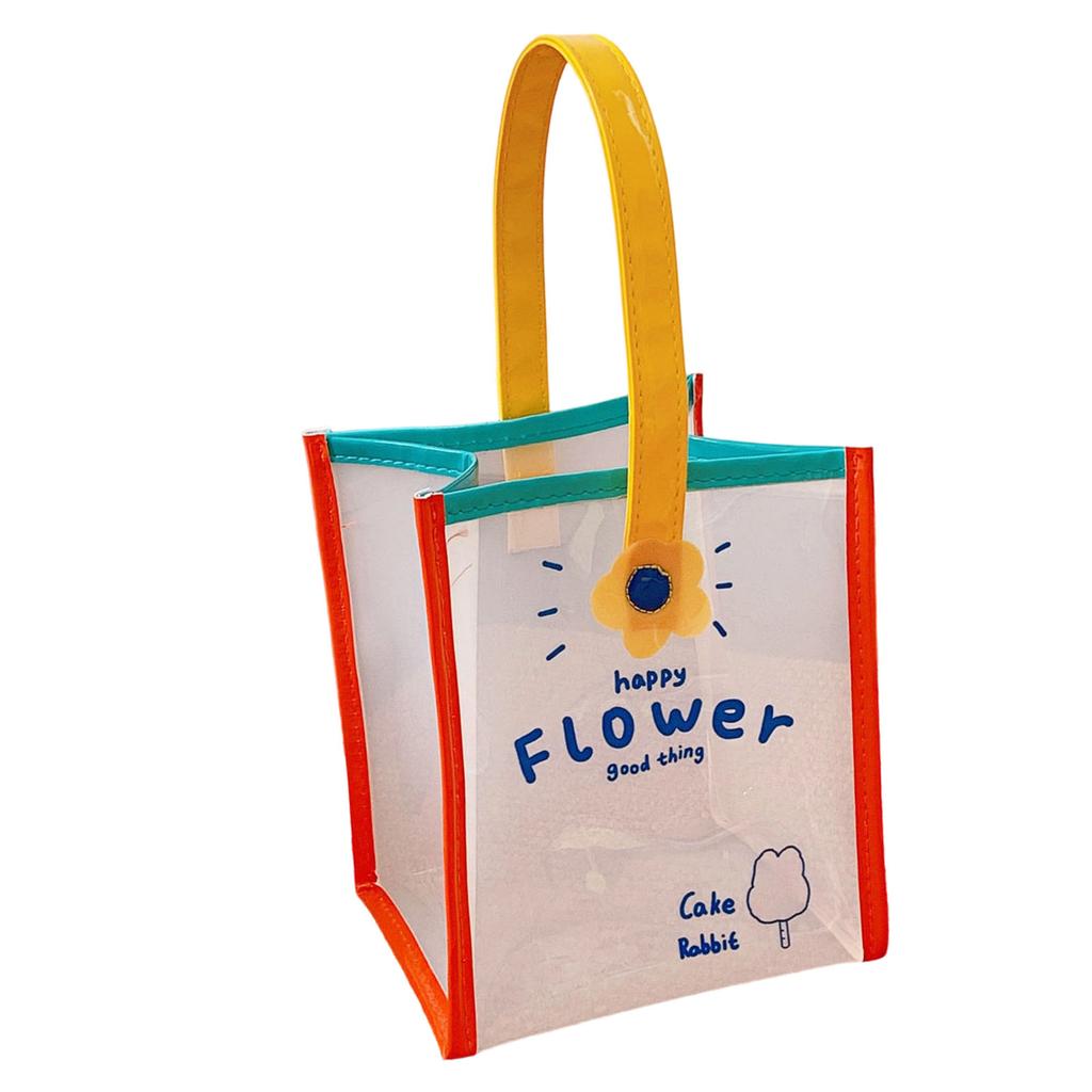 Transparent Handbag Cartoon Cute Bunny Pattern Clear Beach Shoulder Bag for Travel Beach Shopping Home Use Little