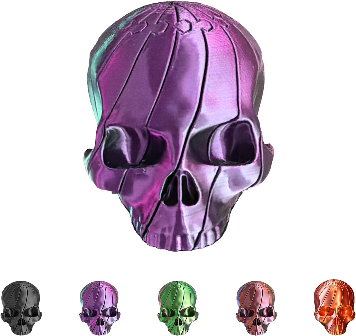 3D Printed Twisty Skull Fidget Toy, 3D Printed Skeleton, Rotating Clicker Fidget, Skull Sensory Toy for Stress Relief, Pocket Quiet Desk Fidget