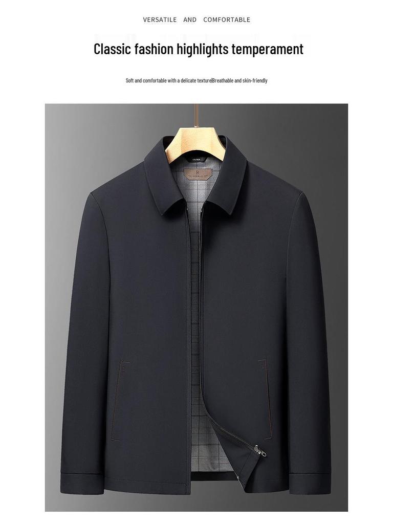 Men's Versatile Business Casual Lapel Jacket - Spring/Autumn 2026 High-End Executive Style for Middle-Aged Men