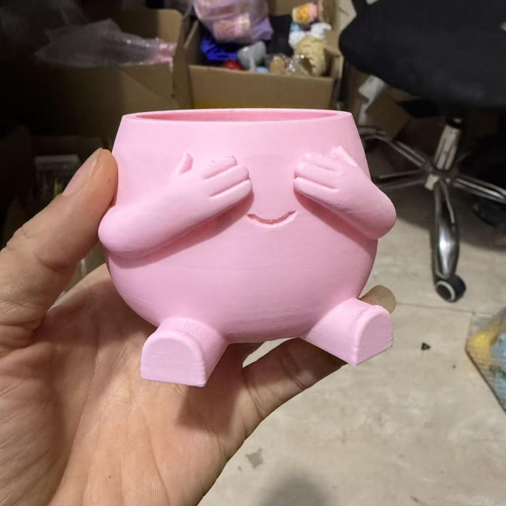 3D Printed Hugging Cat Succulent Planter Pot Happy Expression Novelty Shy Cover Eyes Character Plant Pot Plastic Lifelike