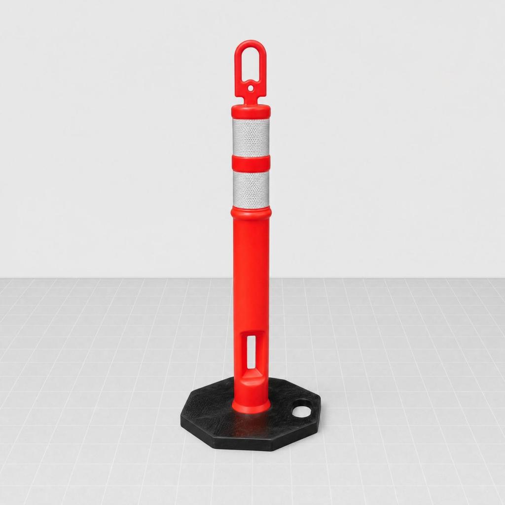 Flexible Traffic Bollard with Rubber Base High Visibility Warning Post