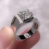 Buyee Anel de Casamento Masculino em Prata Esterlina 925 Anel Aberto com Grande Zircônia Branca para Homens Moda Festa Joias Finas Círculo Presente
