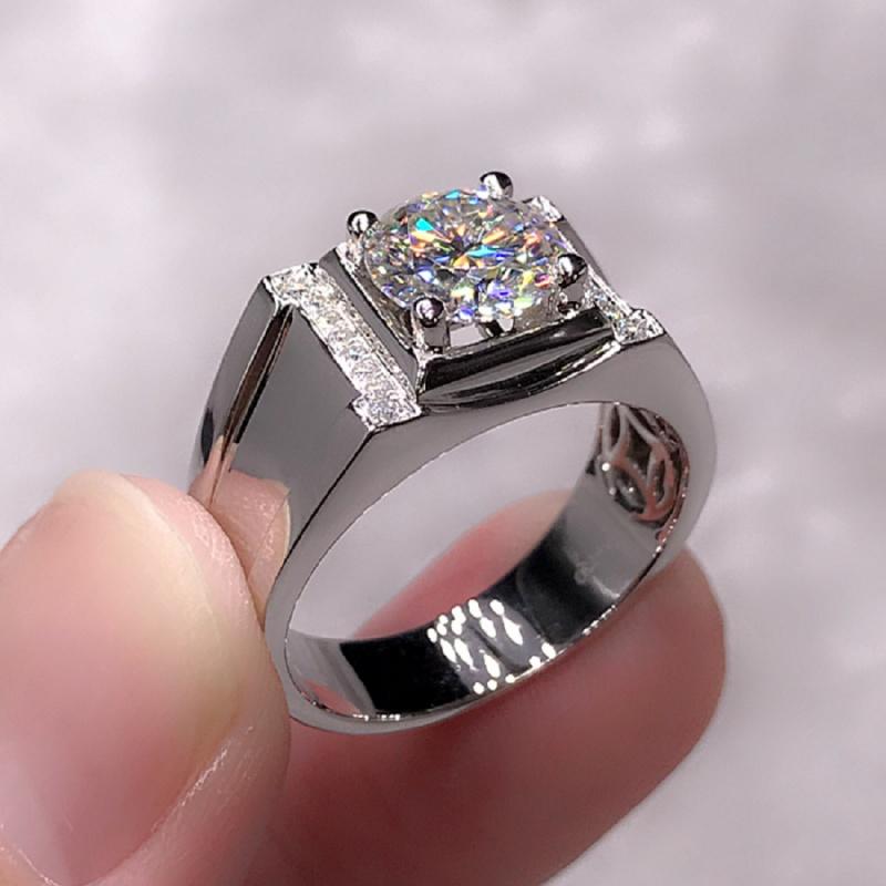 

Buyee 925 Sterling Silver Male Wedding Ring White Big Zircon Open Ring for Men Fashion Party Fine Jewelry Circle Gift 12
