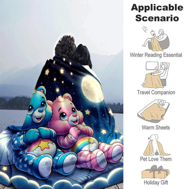 1pc Bear Printing Lightweight Flannel Blanket, Comfortable and Warm Blanket, for Camping Sofa Bed and Couch Office, In All Seasons