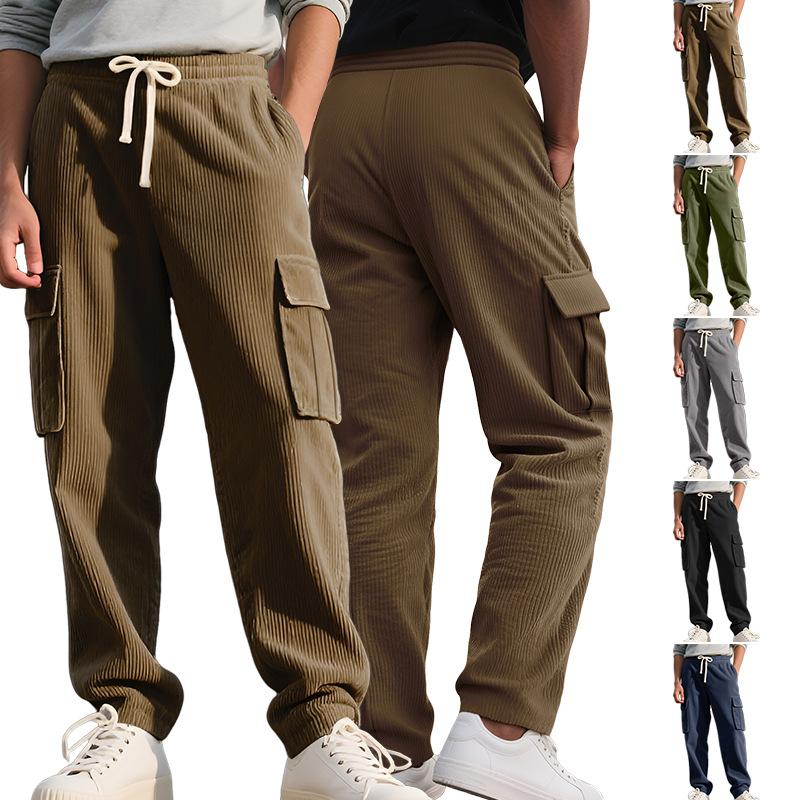 European and American Multi-pocket Jogging Pants Autumn Sports Corduroy Men's Casual Pants