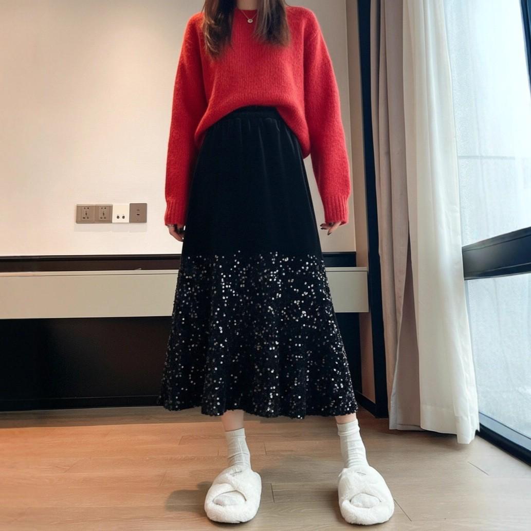 

Chinese Style Red Frog Button Vest, Base Shirt & Skirt Three-Piece Set Medium