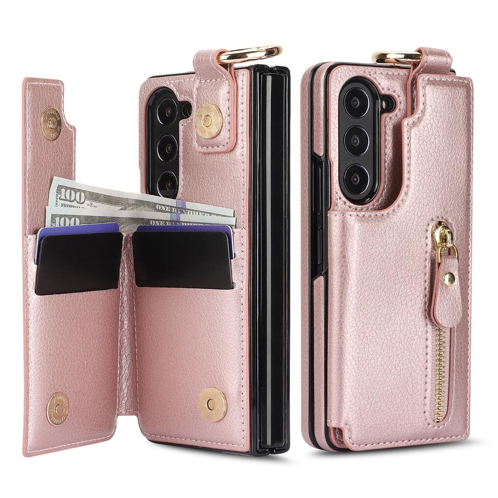Samsung Z FOld7 Folding Mobile Phone Case FOld6 Zipper Mobile Phone Case Ring Wallet Protection Case