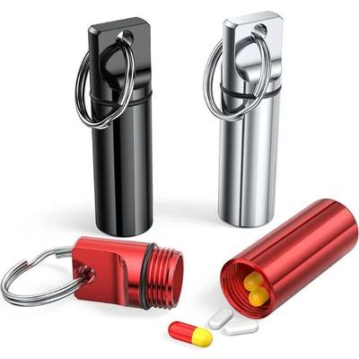 1PC Aluminum Alloy Pill Box Keychain Carabiner Medicine Case Container Bottle Holder Outdoor Waterproof Pill Case Pocket PillBox