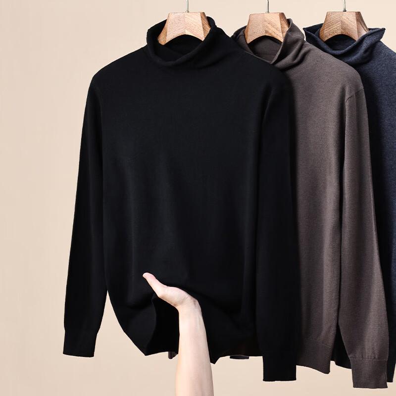 Hengyuanxiang Men's 100% Pure Wool Turtleneck Pullover Sweater