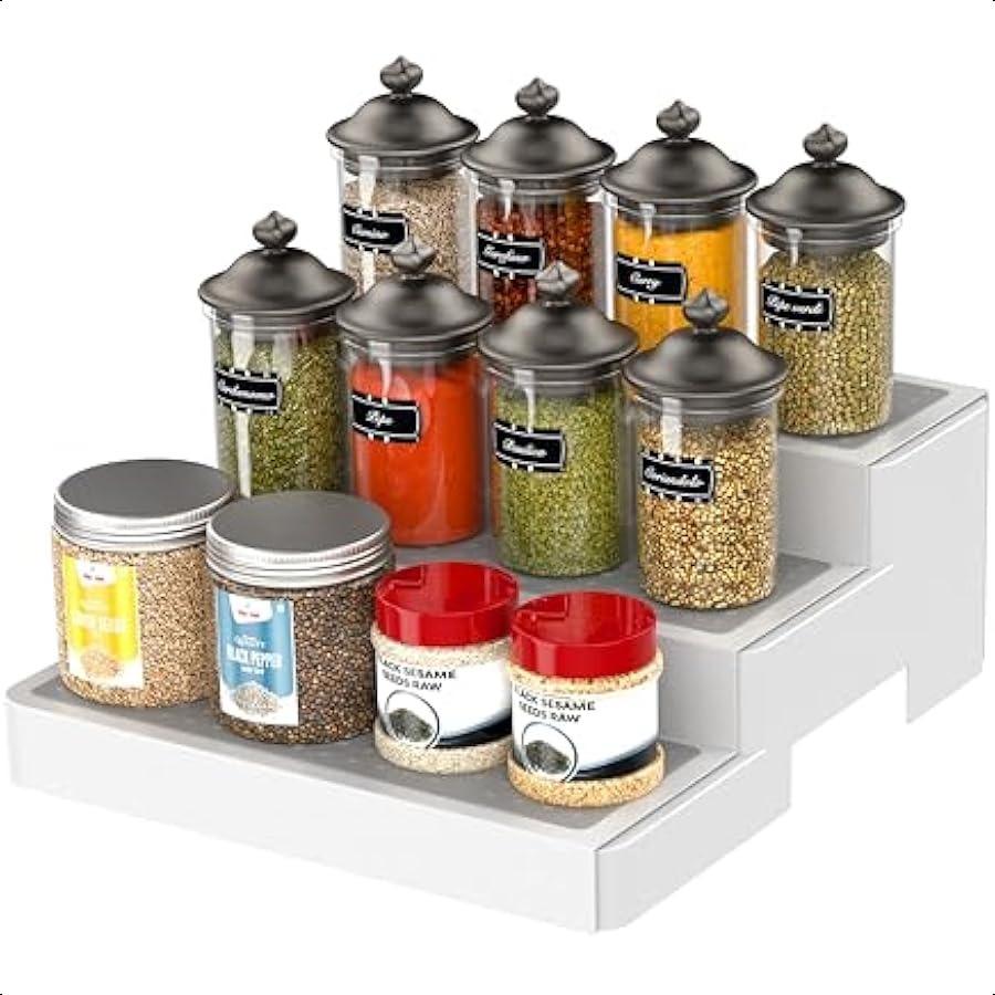 

Набор из 2 3-ярусных подставок для специй, расширяемых и нескользящих. Идеально подходит в качестве органайзеров для аптечки, кухонной полки, органайзера для кладовой и для приправ. United States