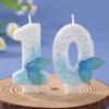 Blue Mermaid Tail Candle for Princess Birthday Cake
