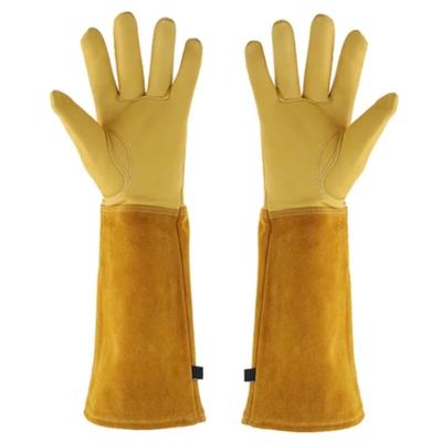 Langer Stulpen Gartenarbeit Sicherheits-Arbeitshandschuhe Leder Atmungsaktiv Stulpen Beschneidungshandschuhe Garten Industrie Schutz Arbeitshandschuhe