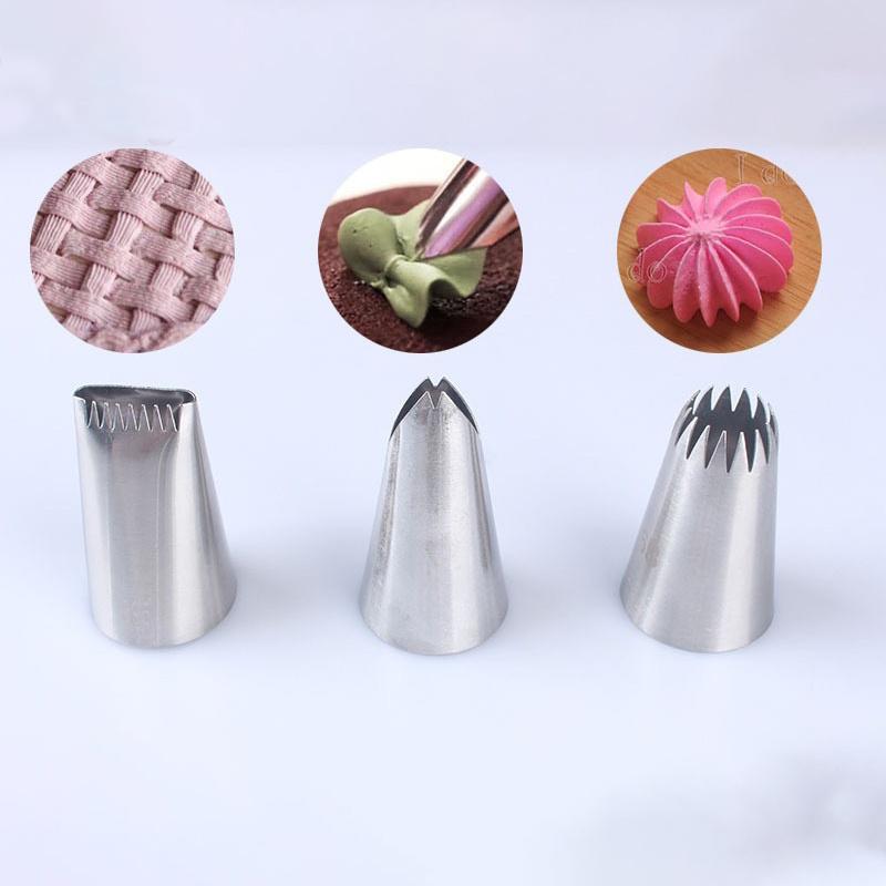6-Piece Commonly Used Piping Nozzle Set Medium-Sized Cookie & Cream Icing Nozzles 304 Stainless Steel Baking Tools