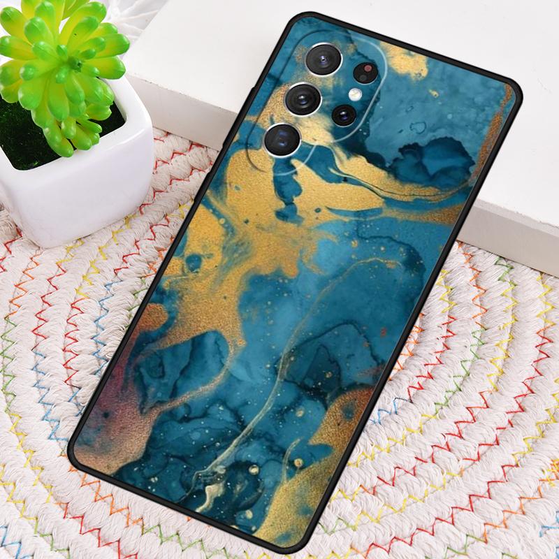 Gold Indigo Faux-Malachit Silikon Handyhülle Für Samsung Galaxy note 10 pro S26 S25 S24 S23 S22 S21 Plus S25Ultra Capa Cover