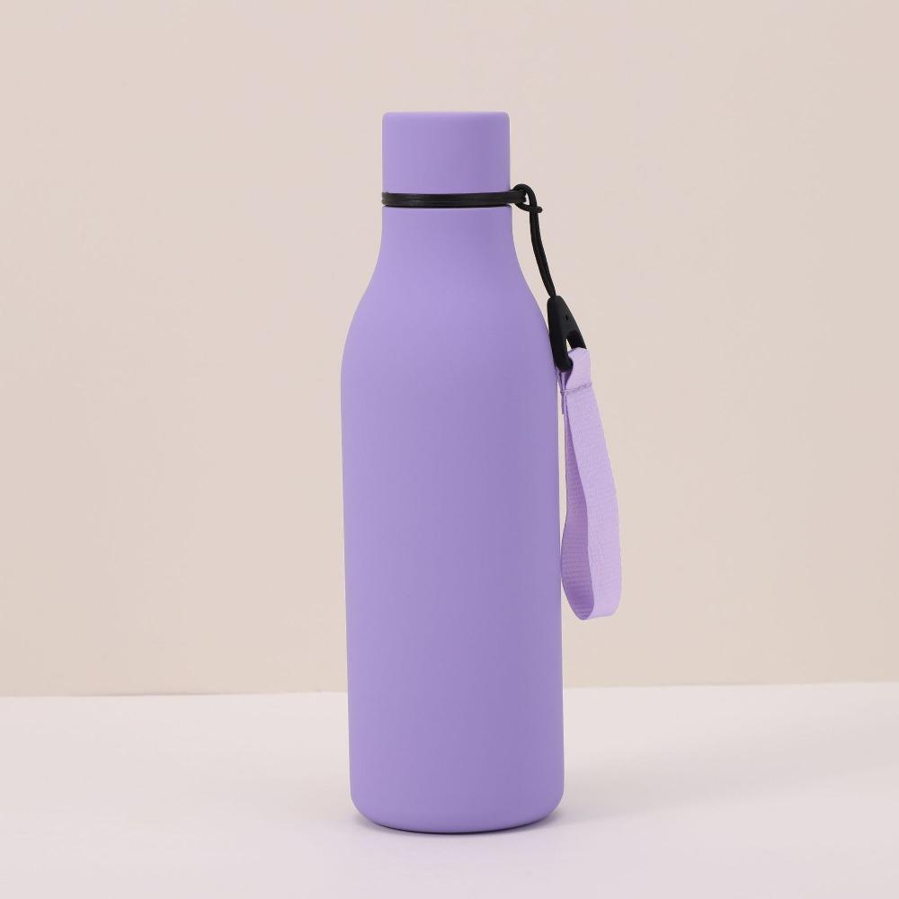 550ml Wasserflasche 304 Edelstahl Vakuumisoliert Thermoskanne Gummilackoberfläche Outdoor Sportflasche Mit Lanyard