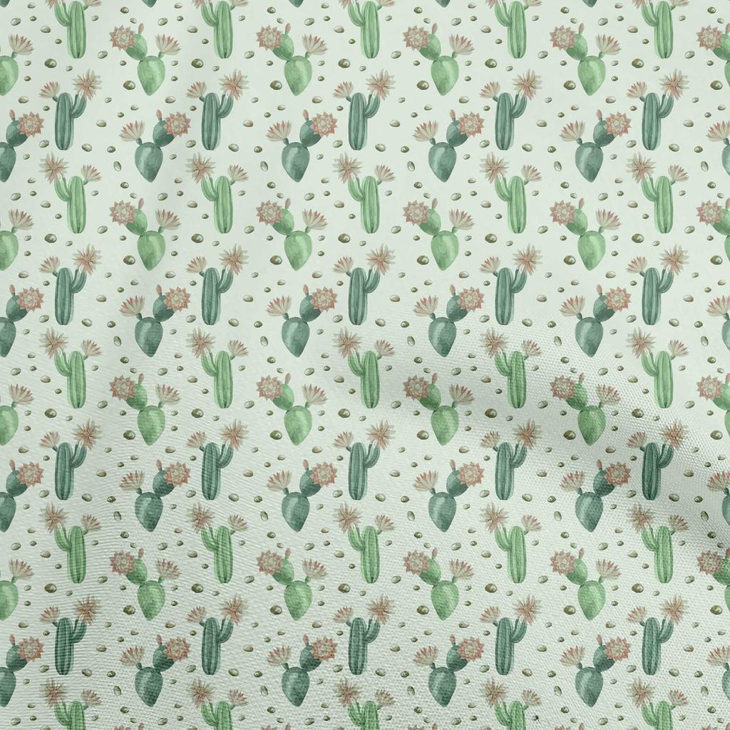 oneOone Cotton Flex Light Beige Fabric Cactus Craft Projects Decor Fabric Printed By The Yard 40 Inch