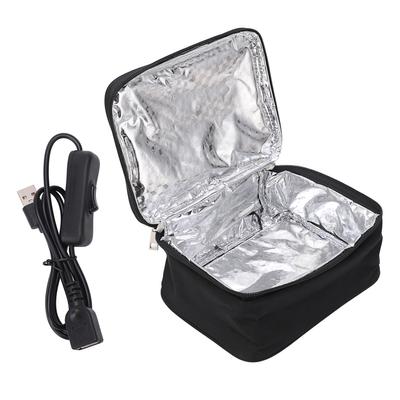 USB Charging Heated Food Container 2 Heating Methods Waterproof Oxford Cloth Portable Microwave Glossy Opening for Outdoors
