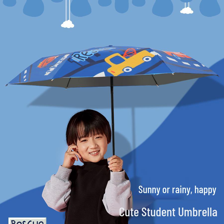 Children's Cartoon Folding Umbrella - Lightweight, Sun Protection, Dual-Use for Rain or Shine, Ideal for Elementary Boys and Girls
