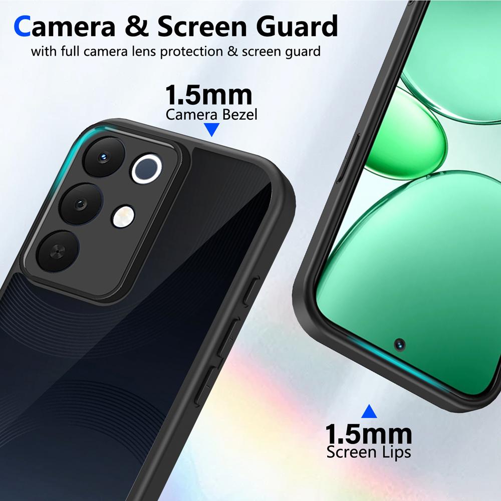 KEYSION Matte durchscheinende schwarze Handyhülle für Realme C85 4G 5G Silikon+PC Klare stoßfeste Rückabdeckung für OPPO Realme C85 Pro