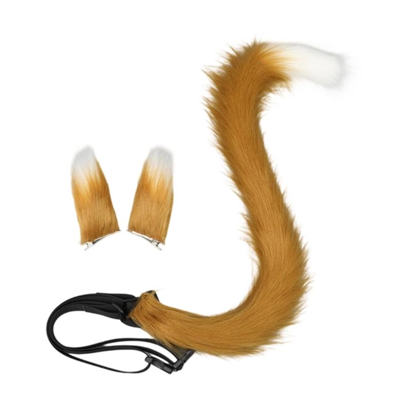 Multiuse Furry Plush Cats Tail Hair Clip and Bendable Tail Props Cosplay Costume Accessories For Women Teens Anime Event
