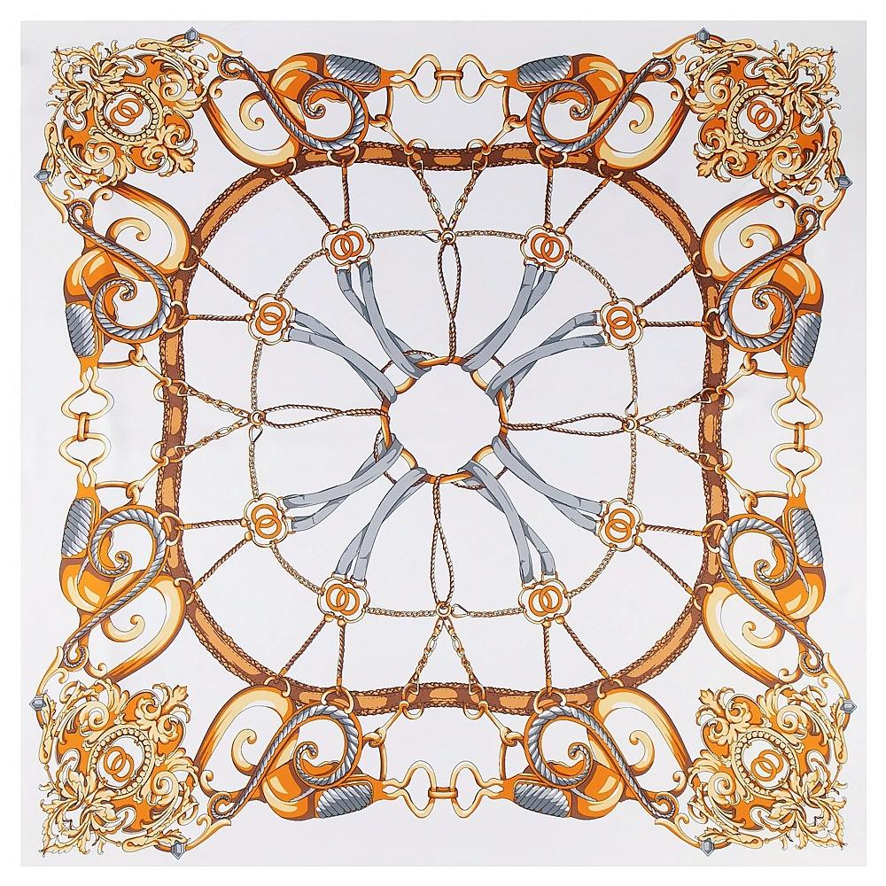 130cm European Retro Palace Printing Square Scarf Women Multi-Purpose Imitation Silk Four Season Travel Scarf and Shawl