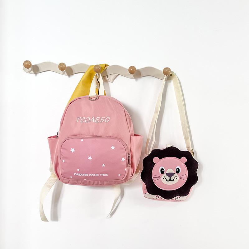 Дышащий, веселый и стильный детский рюкзак с животными. Очаровательный школьный рюкзак с рисунком льва. розовый