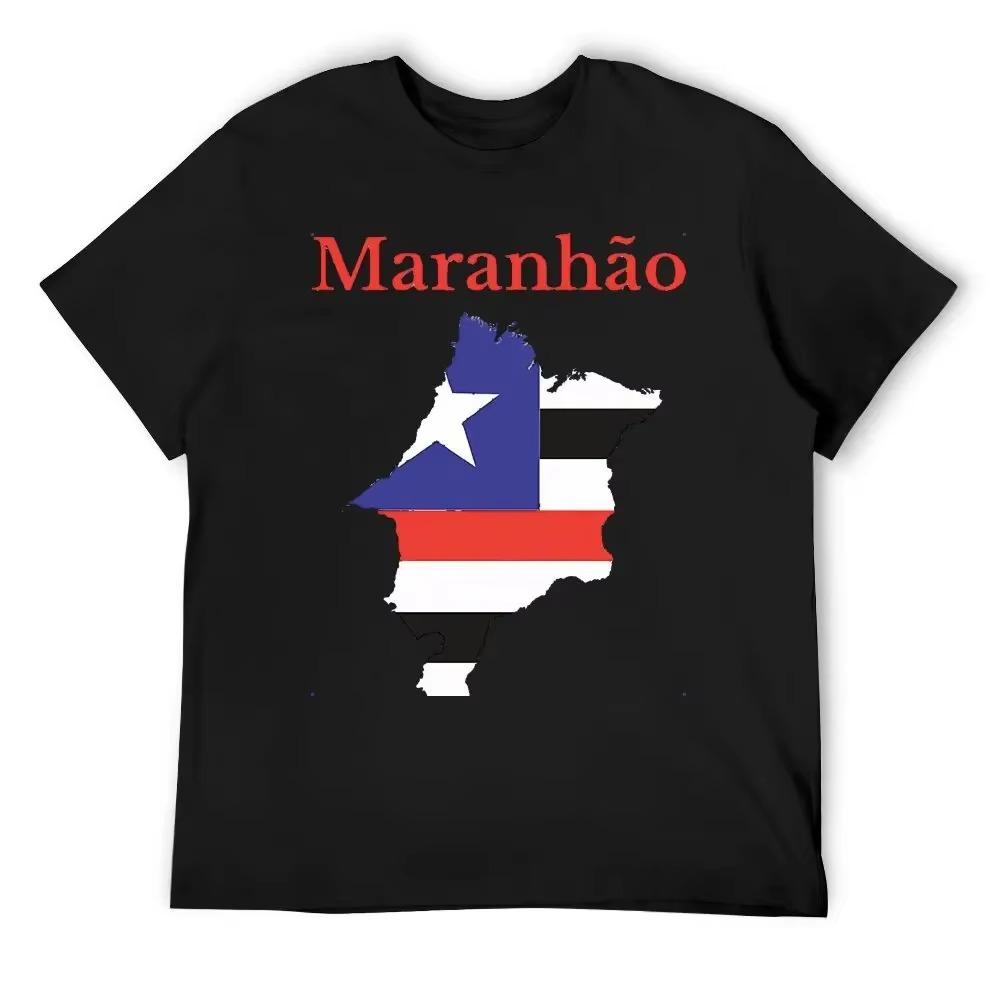 

Футболка с изображением карты штата Мараньян, флага и бразильского флага, спортивная футболка с круглым вырезом и забавным рисунком для фитнеса, размер США XXXXXL чёрный