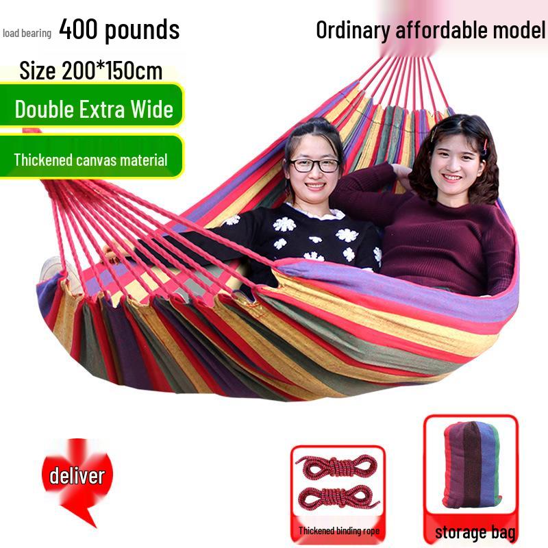 Anti-Rollover Outdoor Canvas Hammock for Adults - Single/Double Sizes
