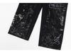 American Graffiti Letter Print Unisex Wide-Leg Jeans