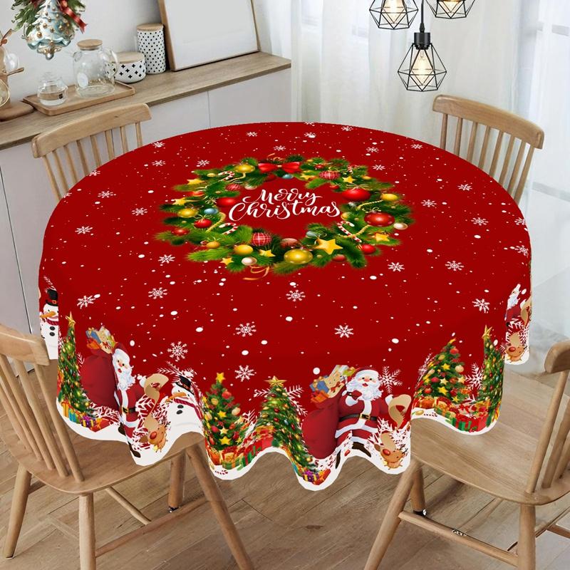 Christmas Tablecloth Santa Snowman Table Cover Christmas Party Table Decorations for Home 2026 Navidad Notal Noel Xmas Ornaments