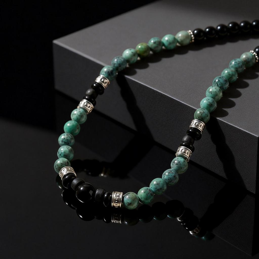 Retro Natursteinperlen Halskette Tigerauge Stein Edelstahl Handgefertigtes Halsband für Herren Boho Trendiger Schmuck Geschenke