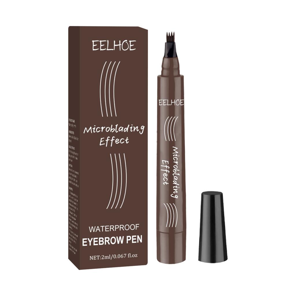 EELHOE 4-Punkt-Augenbrauenstift Wasserdicht Tattoo Schweißfest Langanhaltend 5 Farben Flüssiger Microblading Augenbrauenstift Kosmetisches Make-Up