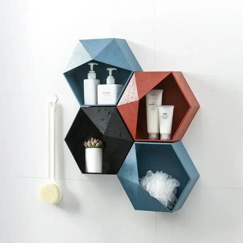 New Home Decoration Wall Rack Flower Pot Rack Wall Decoration Storage Rack Hexagonal Storage Box Decoration Creative Combination