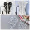 1Pair Beaded Sequined Lace Embroidery Cloth Sticker Wedding Dress Clothing Sewing Applique Flower Dress Accessories DIY