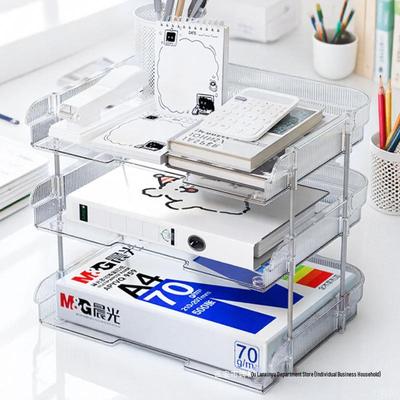 Transparent Multi-Layer Desk Organizer for Students and Office Documents