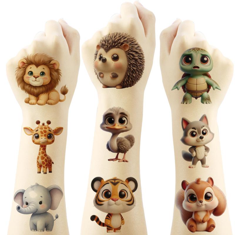 20Pcs Cartoon Animal Tattoo Stickers Cute Children Birthday Party Temporary Waterproof Funny Kawaii Tattoos Sticker Gift Toy