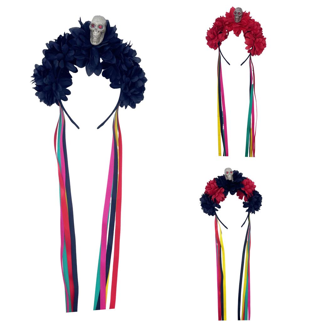 Gothic Skull Witch Party Rose Hair Hoop Halloween Skull Role Play Costume Proms Party Live Show Headwear