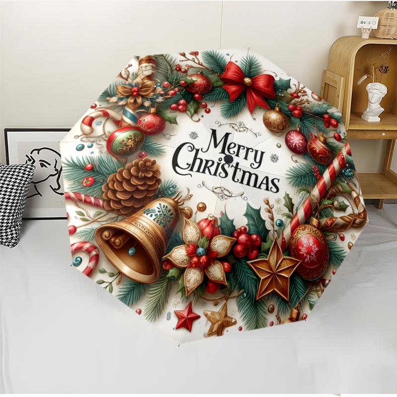 Chrismas Fashionable Automatic Opening/Closing Folding Umbrella. Portable and Foldable, Ideal for Gift, Travel, and Daily Use.